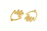 Brass Hand Charm, 12 Raw Brass Hand Charms With 1 Loop, Earrings, Findings (20x13x0.80mm) D1255