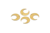 Brass Moon Charms, 24 Raw Brass Crescent Moon Charms With 1 Hole, Pendants, Earrings, Findings (14x13.5x5x0.8mm) BS 2364