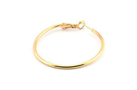 Gold Earring Clasp, 2 Gold Plated Brass Round Earring Findings (40x1.8mm) D1318 Q0934