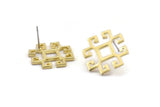 Earring Studs, 4 Raw Brass -  Raw Brass Earrings - Brass Earrings - Earrings (21x21x1.5mm) N1534