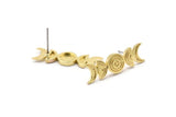 Brass Moon Earring, 10 Raw Brass Crescent Moon Phases Stud Earrings (29x8x2mm) N1926