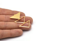 Gold Triangle Charm, 2 Gold Plated Brass Triangle Charms With 1 Loop (47x30x1mm) M01809