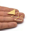 Gold Triangle Charm, 2 Gold Plated Brass Triangle Charms With 1 Loop (47x30x1mm) M01809