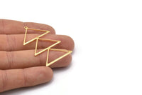 Gold Triangle Charm, 2 Gold Plated Brass Triangle Charms With 1 Loop (47x30x1mm) M01783