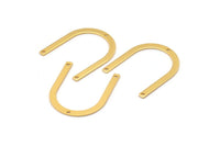Gold U Shape Charm, 4 Gold Plated Brass U Shaped Charms With 3 Holes (30x25x0.80mm) M02103