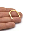Gold U Shape Charm, 4 Gold Plated Brass U Shaped Charms With 3 Holes (30x25x0.80mm) M02103