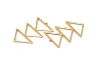 Gold Triangle Charm, 2 Gold Plated Brass Triangle Charms With 1 Loop (47x30x1mm) M01791