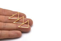 Gold Triangle Charm, 2 Gold Plated Brass Triangle Charms With 1 Loop (47x30x1mm) M01791