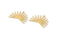 Gold Sun Charm, 4 Textured Gold Plated Brass Sun Charms With 1 Loop (22x30x0.80mm) M02269
