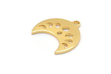 Gold Moon Charm, 6 Gold Plated Brass Crescent Moon Phases Charms With 1 Loop And 1 Hole (15x9x1mm) M01993 H0972