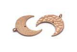 Hammered Crescent Pendant, 2 Rose Gold Plated Brass Hammered Crescent Pendants With 1 Loop and 1 Hole (25x10x1mm) U146 Q0358