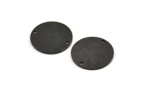 Black Cabochon Tag, 6 Textured Oxidized Black Brass Cabochon Tags With 2 Holes, Connectors (18x1mm) D1373 H1005