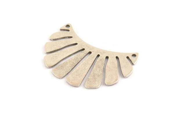 Silver Fringed Pendant, 4 Antique Silver Plated Brass Fringed Charms With 2 Holes, Findings (30x17x0.80mm) D1384