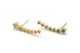 Gold Pole Star Earring, 4 Gold Plated Brass North Star Stud Earrings (25x6mm) SY0283