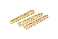 Gold Moon Charm, 4 Textured Gold Plated Brass Moon Phases Charms With 1 Hole (35x6x5x0.80mm) M02346