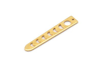 Gold Moon Charm, 4 Gold Plated Brass Moon Phases Charms With 1 Hole (35x6x5x0.80mm) M02342 H0916