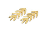 Gold Bough Charm, 4 Textured Gold Plated Brass Bough Charms With 1 Hole, Leaf Charm Earrings (30x13x0.80mm) M01691
