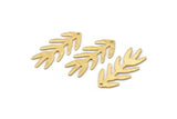 Gold Bough Charm, 4 Textured Gold Plated Brass Bough Charms With 1 Hole, Leaf Charm Earrings (30x13x0.80mm) M01691