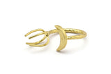 Brass Moon Ring, Raw Brass 4 Claw Ring For Natural Stones N1026