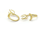 Brass Moon Ring, Raw Brass 4 Claw Ring For Natural Stones N1026