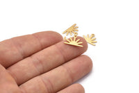 Gold Sun Charm, 10 Textured Gold Plated Brass Sun Charms With 1 Loop (10x15x0.80mm) M02410