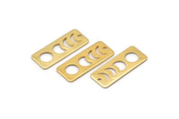 Gold Rectangle Charm, 4 Gold Plated Brass Moon Phases Charms With 1 Hole, Stamping Blanks (25x10x0.80mm) M01992 H0952