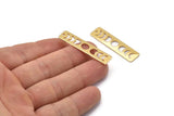 Gold Rectangle Charm, 2 Gold Plated Brass Moon Phases Charms With 1 Hole, Stamping Blanks (40x10x0.80mm) M01998 H0950