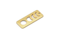 Gold Rectangle Charm, 4 Textured Gold Plated Brass Moon Phases Charms With 1 Hole, Stamping Blanks (25x10x0.80mm) M01991