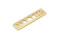 Gold Rectangle Charm, 2 Textured Gold Plated Brass Moon Phases Charms With 1 Hole (40x10x0.80mm) M01837