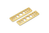 Gold Rectangle Charm, 2 Textured Gold Plated Brass Moon Phases Charms With 1 Hole (40x10x0.80mm) M01837