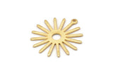 Gold Sun Charm, 4 Textured Gold Plated Brass Sun Charms With 1 Loop (27x0.80mm) M01646 H0899