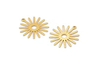 Gold Sun Charm, 4 Textured Gold Plated Brass Sun Charms With 1 Loop (27x0.80mm) M01646 H0899