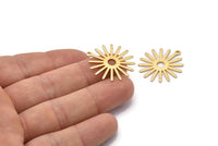 Gold Sun Charm, 4 Textured Gold Plated Brass Sun Charms With 1 Loop (27x0.80mm) M01646 H0899