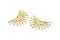Gold Sun Charm, 4 Textured Gold Plated Brass Sun Charms With 1 Hole (20x30x0.80mm) M02271