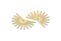 Gold Sun Charm, 4 Textured Gold Plated Brass Sun Charms With 1 Hole (20x30x0.80mm) M02271