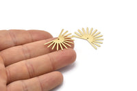 Gold Sun Charm, 4 Textured Gold Plated Brass Sun Charms With 1 Hole (20x30x0.80mm) M02271