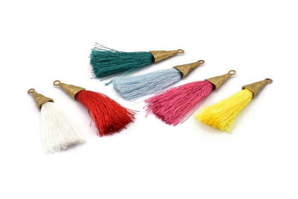 Brass Tassel Charm, Charm Earrings, Color Tassels, Tassel Earrings, Tassel Pendants, Tassel Findings, Fringe Earrings, Fringe Charms - T037