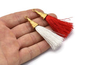 Brass Tassel Charm, Charm Earrings, Color Tassels, Tassel Earrings, Tassel Pendants, Tassel Findings, Fringe Earrings, Fringe Charms - T037