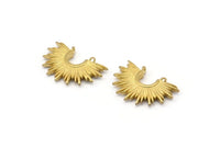 Brass Sun Charm, Raw Brass Sun Charms With 2 Loops, Connectors (10x14x2mm) N0674