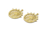 Brass Sunset Charm, 2 Raw Brass Sun And Sea Charms With 1 Loop, Sunrise Charms, Charms, Earring Findings (25x24mm) N1937