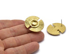 Pirinç Ay Küpe, 2 Ham Pirinç Yarım Ay Küpe - Ped Boyutu 6mm N0701