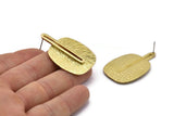 Brass Earring Post, 2 Posts Raw Brass Textured Earrings (43x28x0.80mm) N0710