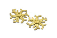 Brass Sun Charm, 2 Raw Brass Sunshine Charms With 1 Loop, Pendants, Earrings (38x35x1mm) N0714
