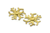 Brass Sun Charm, 2 Raw Brass Sunshine Charms With 1 Loop, Pendants, Earrings (38x35x1mm) N0714