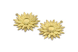 Brass Sunflower Charm, Raw Brass Flower Charms With 1 Loop, Pendants, Earrings (41x38mm) N0717