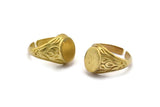 Brass Ring Settings, Raw Brass Adjustable Duke Rings - Pad Size 12x9mm N0729