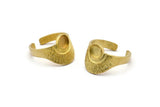 Brass Ring Settings, Raw Brass Adjustable Sunrise Rings - Pad Size 6mm N0734