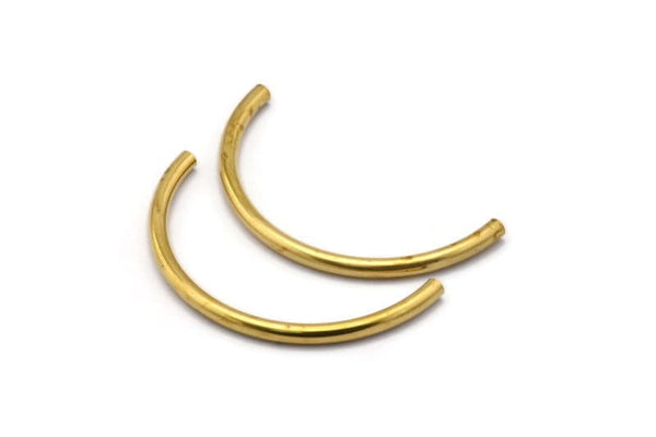 Brass Noodle Tubes - Raw Brass Semi Circle Curved Tube Beads (3.5x55mm) D0265