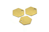 Brass Honeycomb Charm, 50 Raw Brass Hexagon Stamping Blank Tag Charms (12.5x0.60mm) A0906