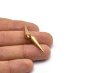 Brass Spike Charm, 12 Raw Brass Spike Tribal Pendants With 1 Loop (6x25mm) D1508